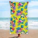 Lime Hawaiian Pineapple Pattern Print Beach Towel