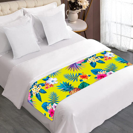Lime Hawaiian Pineapple Pattern Print Bed Runner