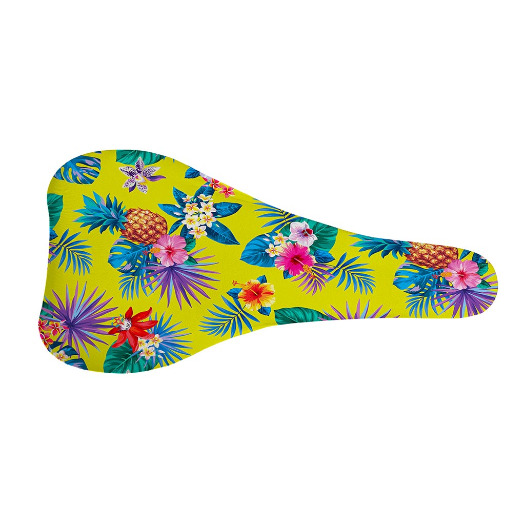 Lime Hawaiian Pineapple Pattern Print Bicycle Seat Cover