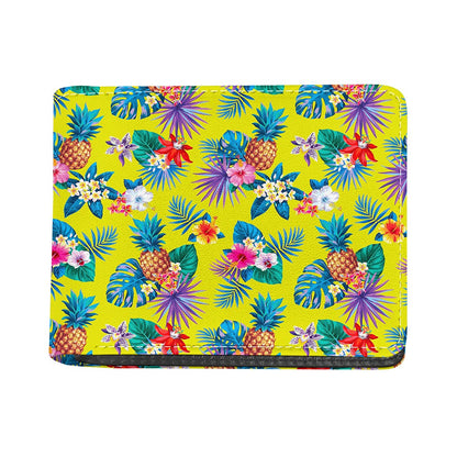 Lime Hawaiian Pineapple Pattern Print Bifold Wallet