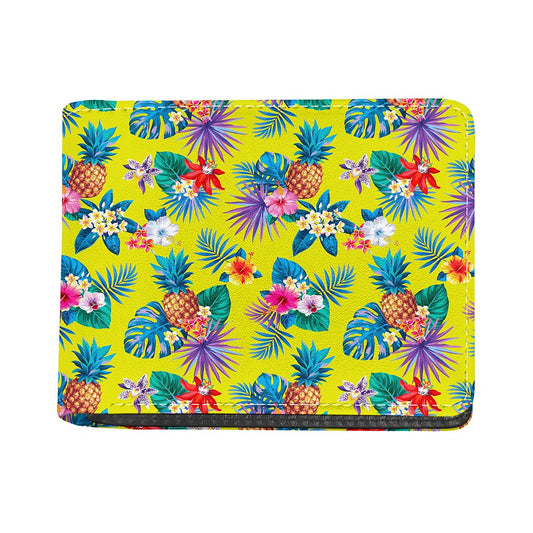Lime Hawaiian Pineapple Pattern Print Bifold Wallet