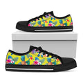 Lime Hawaiian Pineapple Pattern Print Black Low Top Sneakers