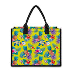 Lime Hawaiian Pineapple Pattern Print Canvas Tote Bag