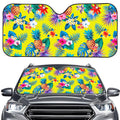 Lime Hawaiian Pineapple Pattern Print Car Windshield Sun Shade