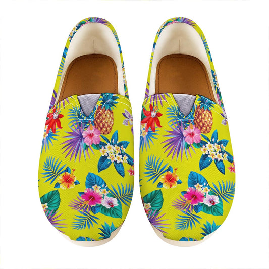 Lime Hawaiian Pineapple Pattern Print Casual Shoes
