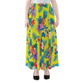 Lime Hawaiian Pineapple Pattern Print Chiffon Maxi Skirt