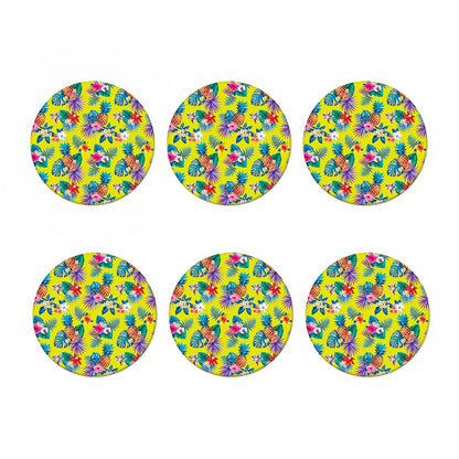 Lime Hawaiian Pineapple Pattern Print Coaster Set
