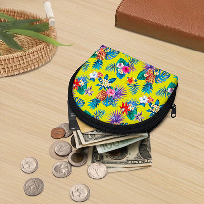 Lime Hawaiian Pineapple Pattern Print Coin Purse
