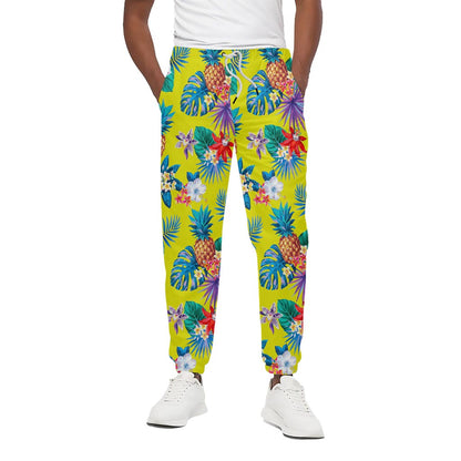 Lime Hawaiian Pineapple Pattern Print Cotton Pants