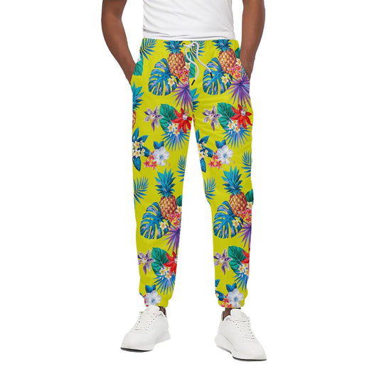 Lime Hawaiian Pineapple Pattern Print Cotton Pants