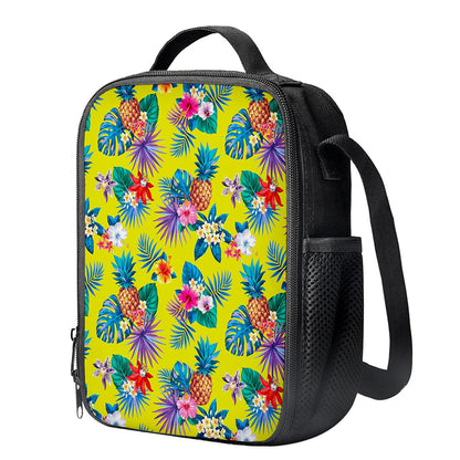 Lime Hawaiian Pineapple Pattern Print Crossbody Lunch Bag