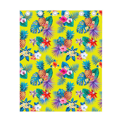 Lime Hawaiian Pineapple Pattern Print Curtain