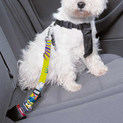 Lime Hawaiian Pineapple Pattern Print Dog Seat Belt