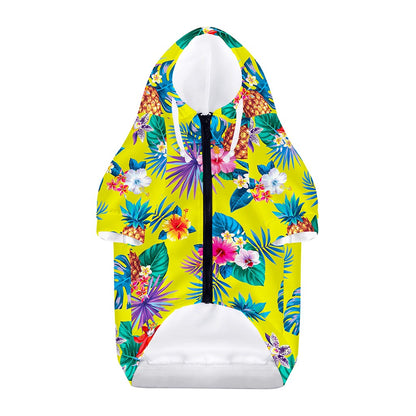 Lime Hawaiian Pineapple Pattern Print Dog Zip Up Hoodie