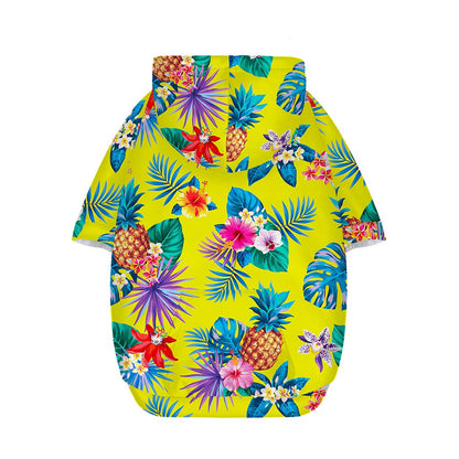 Lime Hawaiian Pineapple Pattern Print Dog Zip Up Hoodie