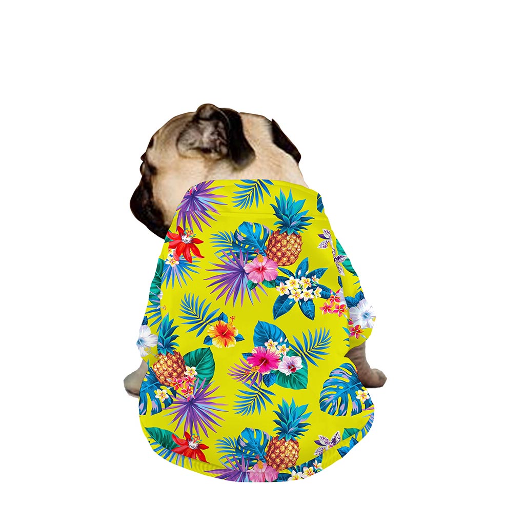 Lime Hawaiian Pineapple Pattern Print Dog Zip Up Jacket