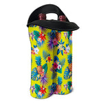 Lime Hawaiian Pineapple Pattern Print Double Neoprene Wine Tote