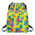 Lime Hawaiian Pineapple Pattern Print Drawstring Backpack