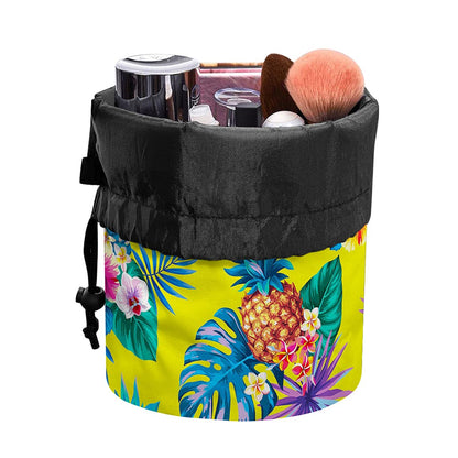 Lime Hawaiian Pineapple Pattern Print Drawstring Makeup Bag
