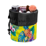 Lime Hawaiian Pineapple Pattern Print Drawstring Makeup Bag