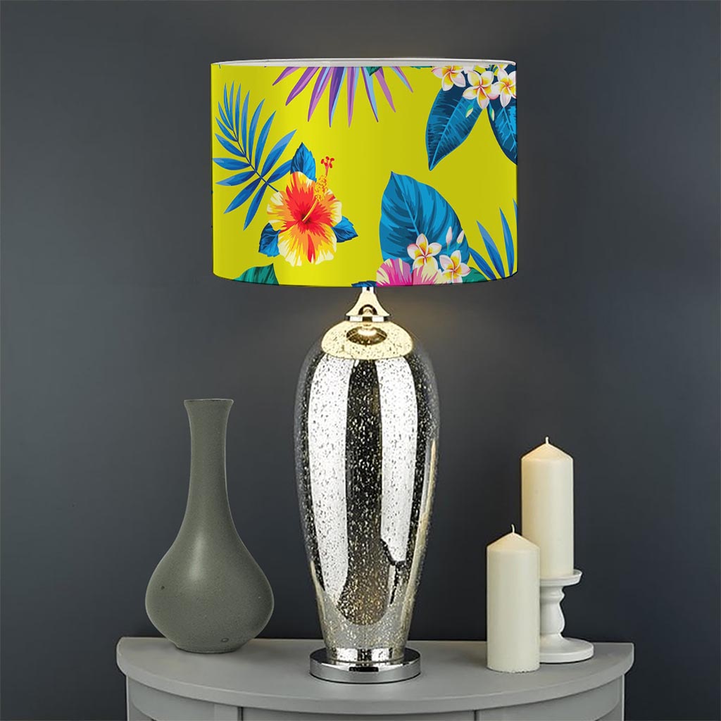 Lime Hawaiian Pineapple Pattern Print Drum Lamp Shade