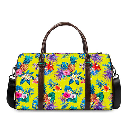 Lime Hawaiian Pineapple Pattern Print Duffle Bag
