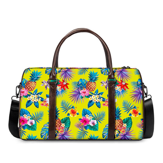 Lime Hawaiian Pineapple Pattern Print Duffle Bag