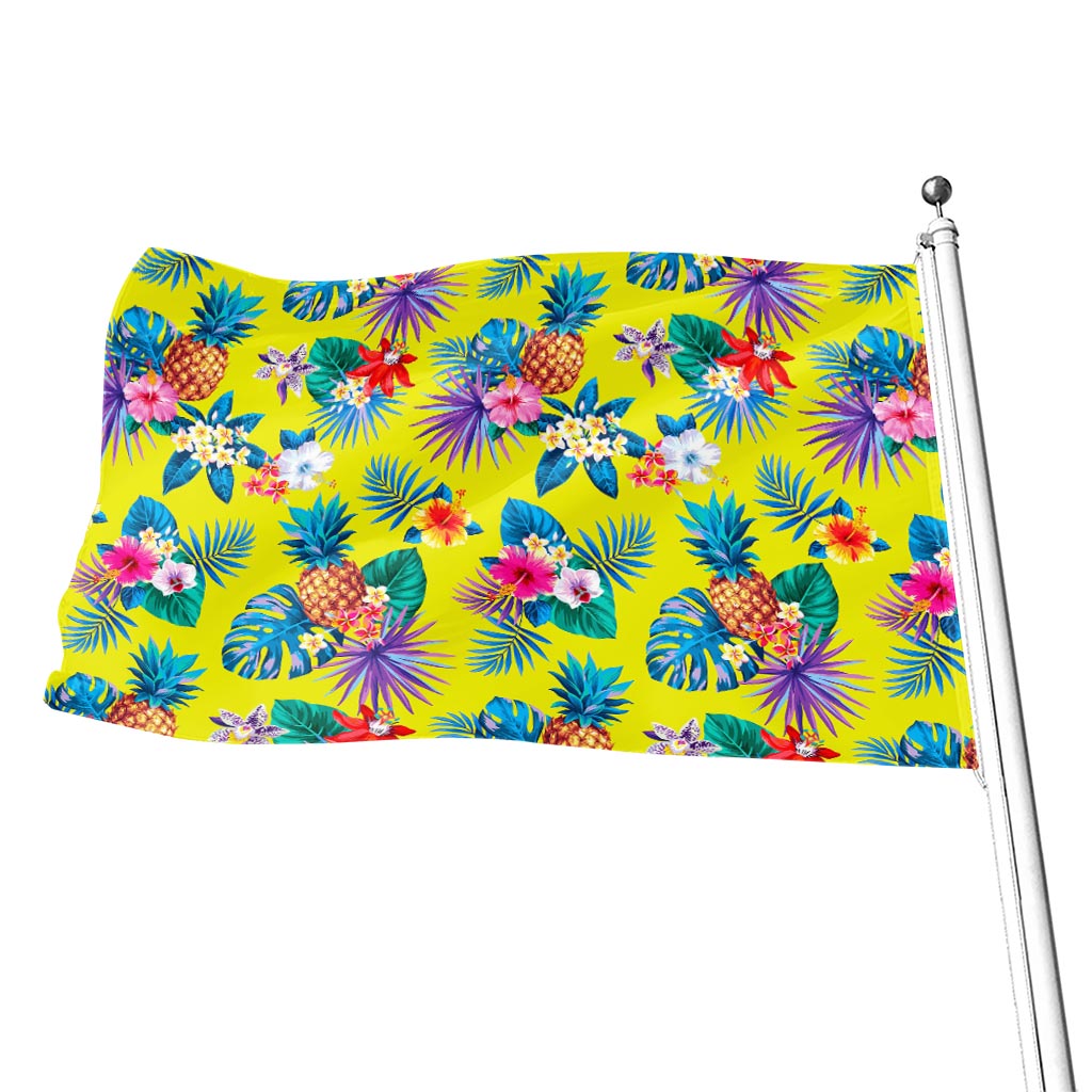 Lime Hawaiian Pineapple Pattern Print Flag