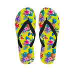 Lime Hawaiian Pineapple Pattern Print Flip Flops