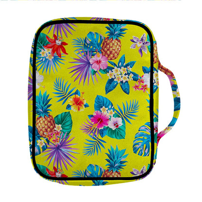 Lime Hawaiian Pineapple Pattern Print Front Pocket Bible Bag