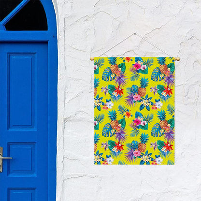 Lime Hawaiian Pineapple Pattern Print Garden Flag