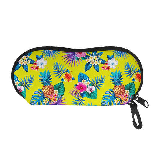 Lime Hawaiian Pineapple Pattern Print Glasses Case