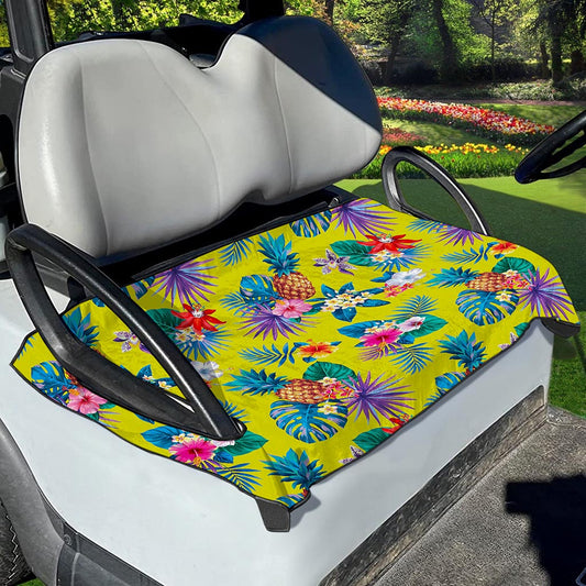 Lime Hawaiian Pineapple Pattern Print Golf Cart Seat Cover