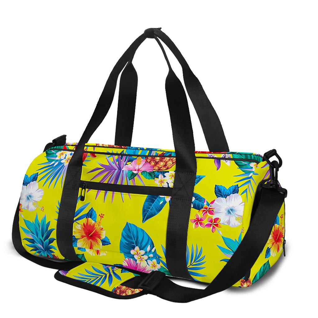 Lime Hawaiian Pineapple Pattern Print Gym Bag