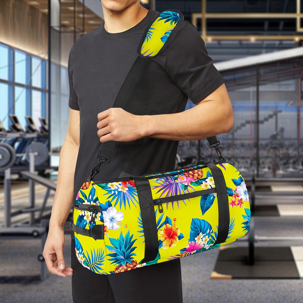 Lime Hawaiian Pineapple Pattern Print Gym Bag
