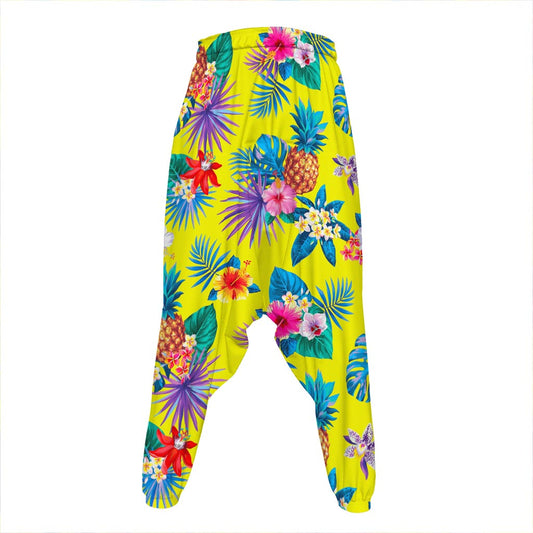 Lime Hawaiian Pineapple Pattern Print Hammer Pants