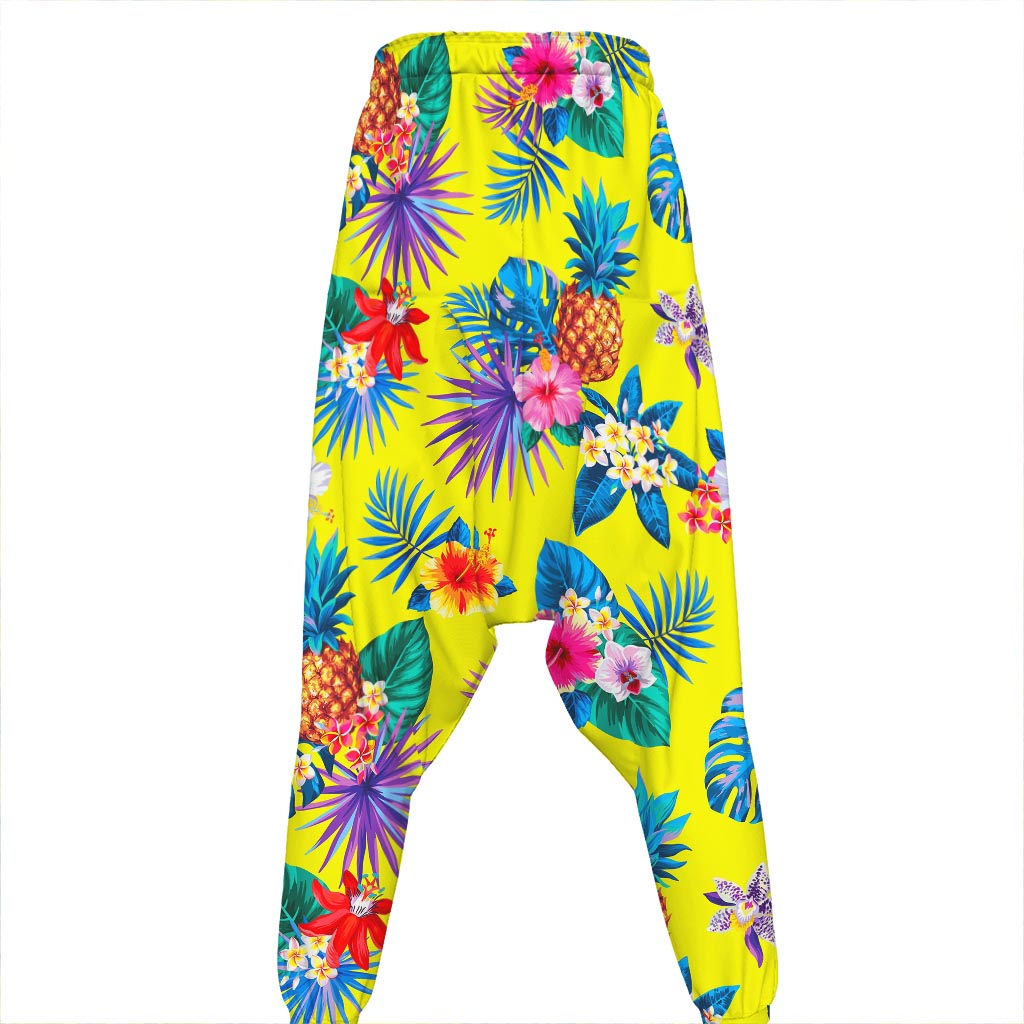 Lime Hawaiian Pineapple Pattern Print Hammer Pants