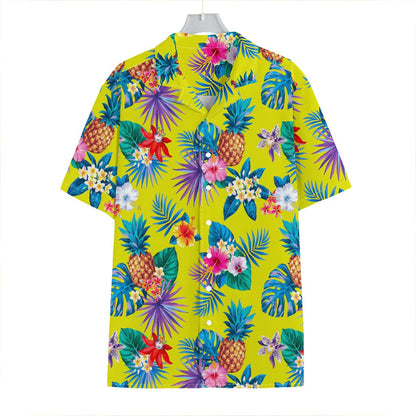 Lime Hawaiian Pineapple Pattern Print Hawaiian Shirt