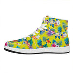 Lime Hawaiian Pineapple Pattern Print High Top Leather Sneakers
