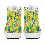 Lime Hawaiian Pineapple Pattern Print High Top Leather Sneakers