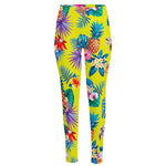 Lime Hawaiian Pineapple Pattern Print High-Waisted Pocket Leggings
