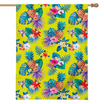 Lime Hawaiian Pineapple Pattern Print House Flag
