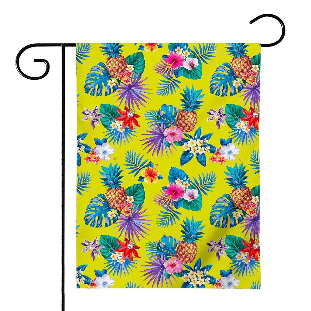 Lime Hawaiian Pineapple Pattern Print House Flag
