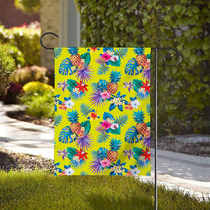 Lime Hawaiian Pineapple Pattern Print House Flag