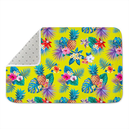 Lime Hawaiian Pineapple Pattern Print Indoor Door Mat