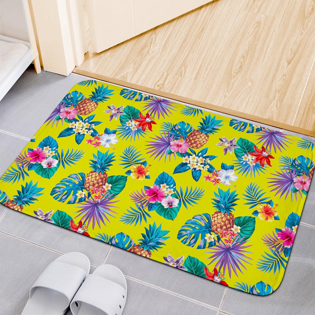 Lime Hawaiian Pineapple Pattern Print Indoor Door Mat