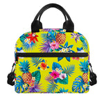 Lime Hawaiian Pineapple Pattern Print Insulated Lunch Bag