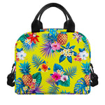 Lime Hawaiian Pineapple Pattern Print Insulated Lunch Bag