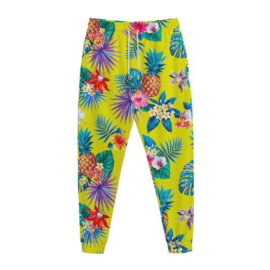 Lime Hawaiian Pineapple Pattern Print Jogger Pants