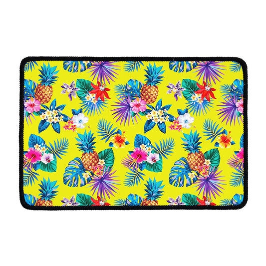 Lime Hawaiian Pineapple Pattern Print Kitchen Mat